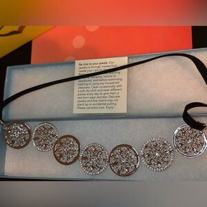 Touchstone Crystal Silver Necklace or headband NIB
